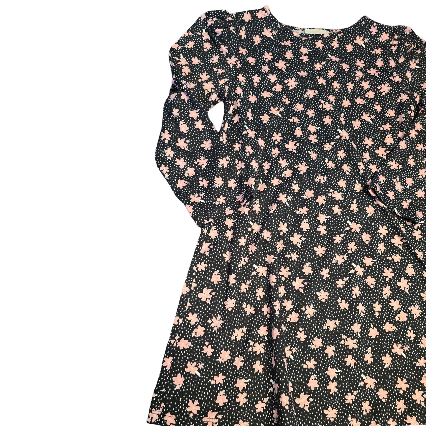 Matalan Girls Black & Pink Floral Dress – Age 7