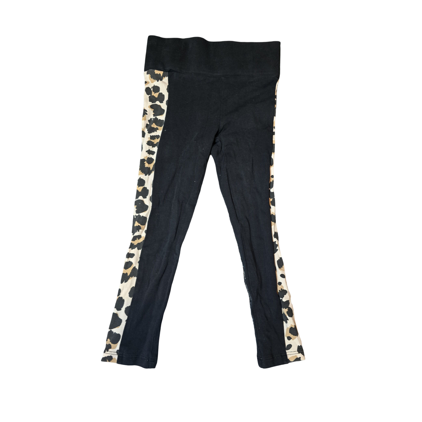George Girls Black Leggings with Animal Print Side Panel – Age 5–6 Years – Cotton