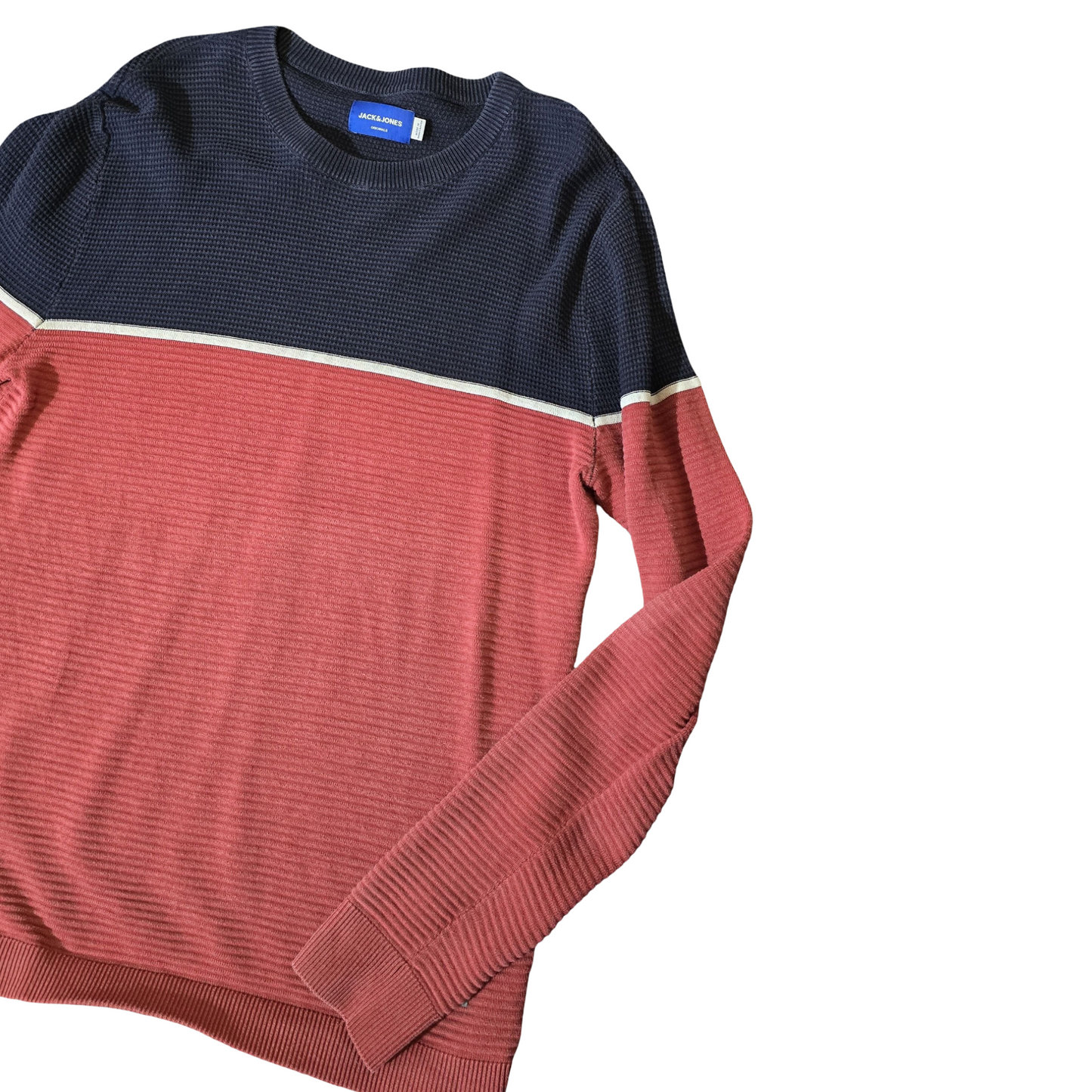 Jack & Jones Burgundy Red & Black Knit Jumper – Size M