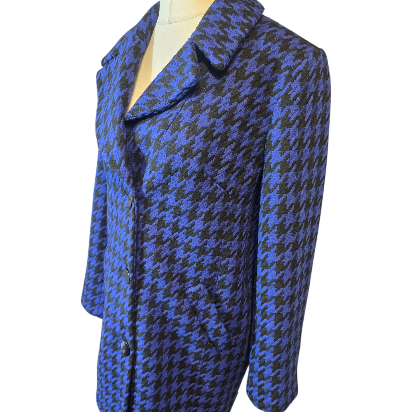 Debenhams The Collection Purple & Black Coat – Size 14 – Houndstooth Button Up