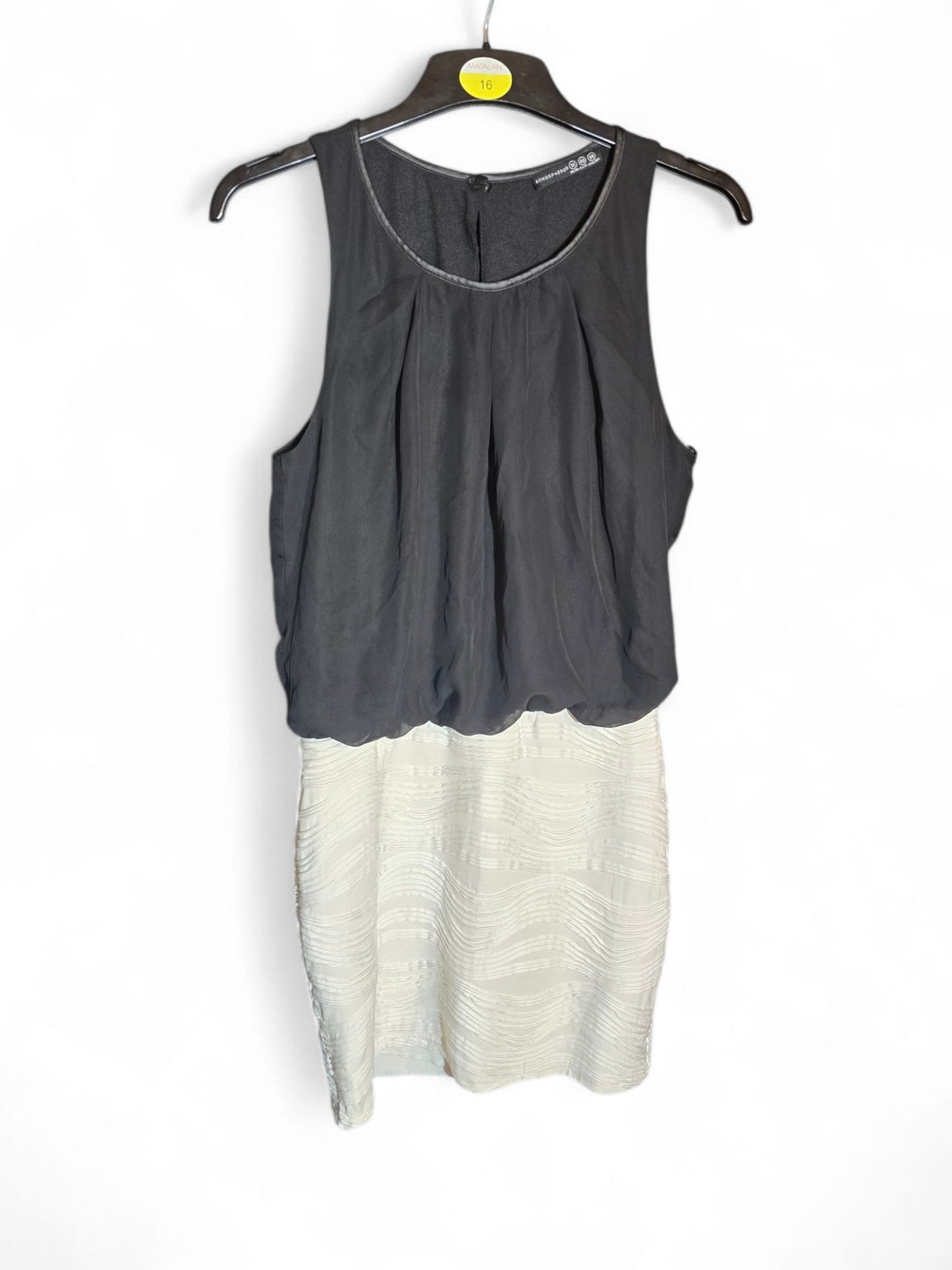 Primark black & white sleeveless bodycon dress size 12