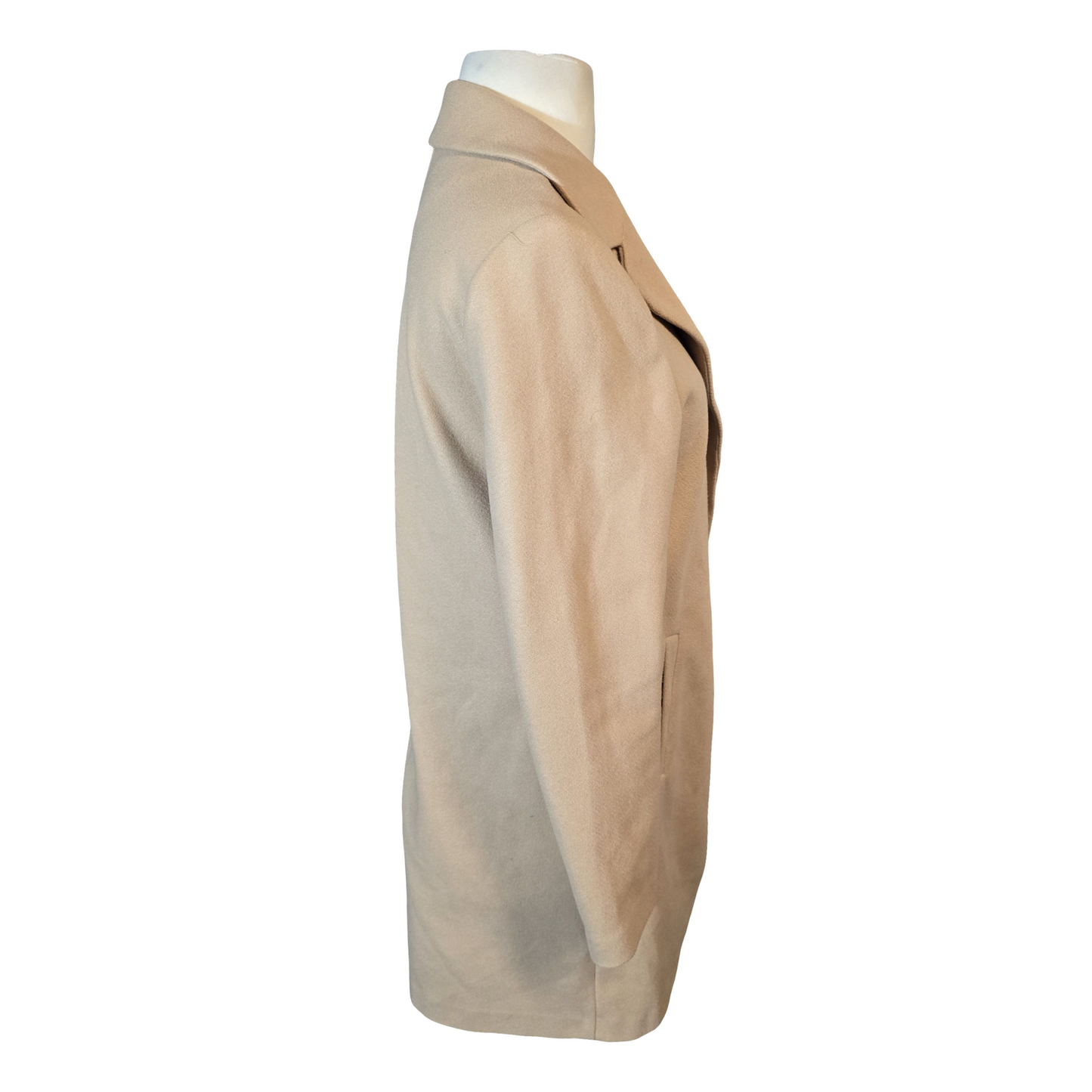 New Look Camel Beige Overcoat – Size 12 – Open Style with Pockets