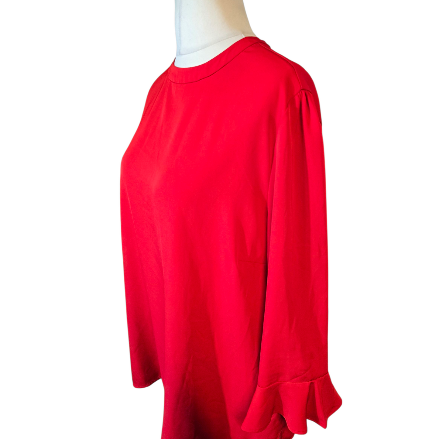 Next Red Longline Blouse – Size 18 – Flared Cuffs & Button Back