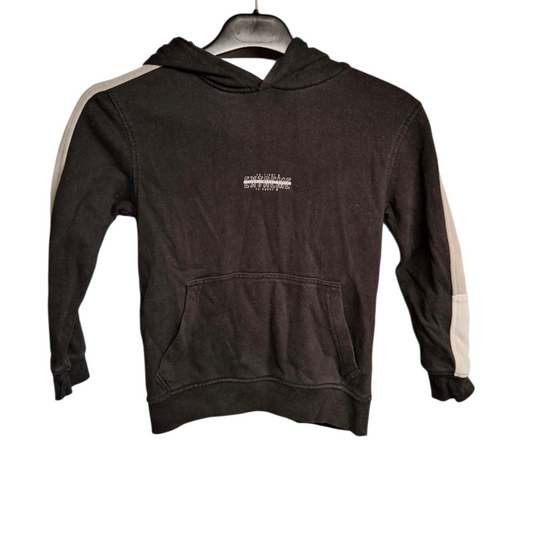 George Boys’ Black Hoodie – Age 6–7 Years – Grey & White Sleeve Detail – Casual Sweatshirt