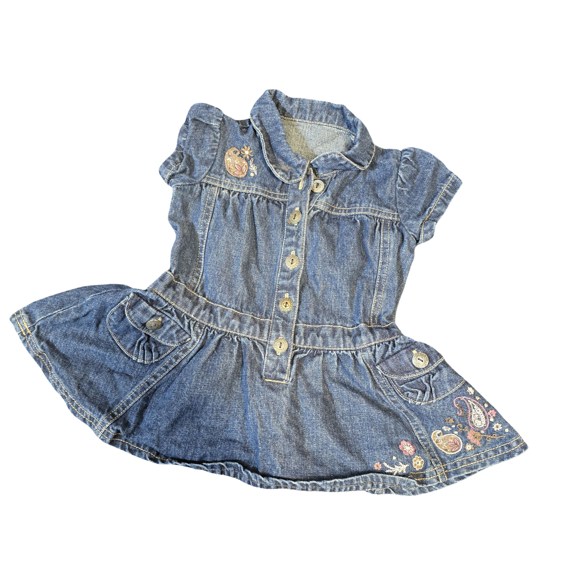 Matalan Girls Denim Dress – Age 6–9 Months – 100% Cotton