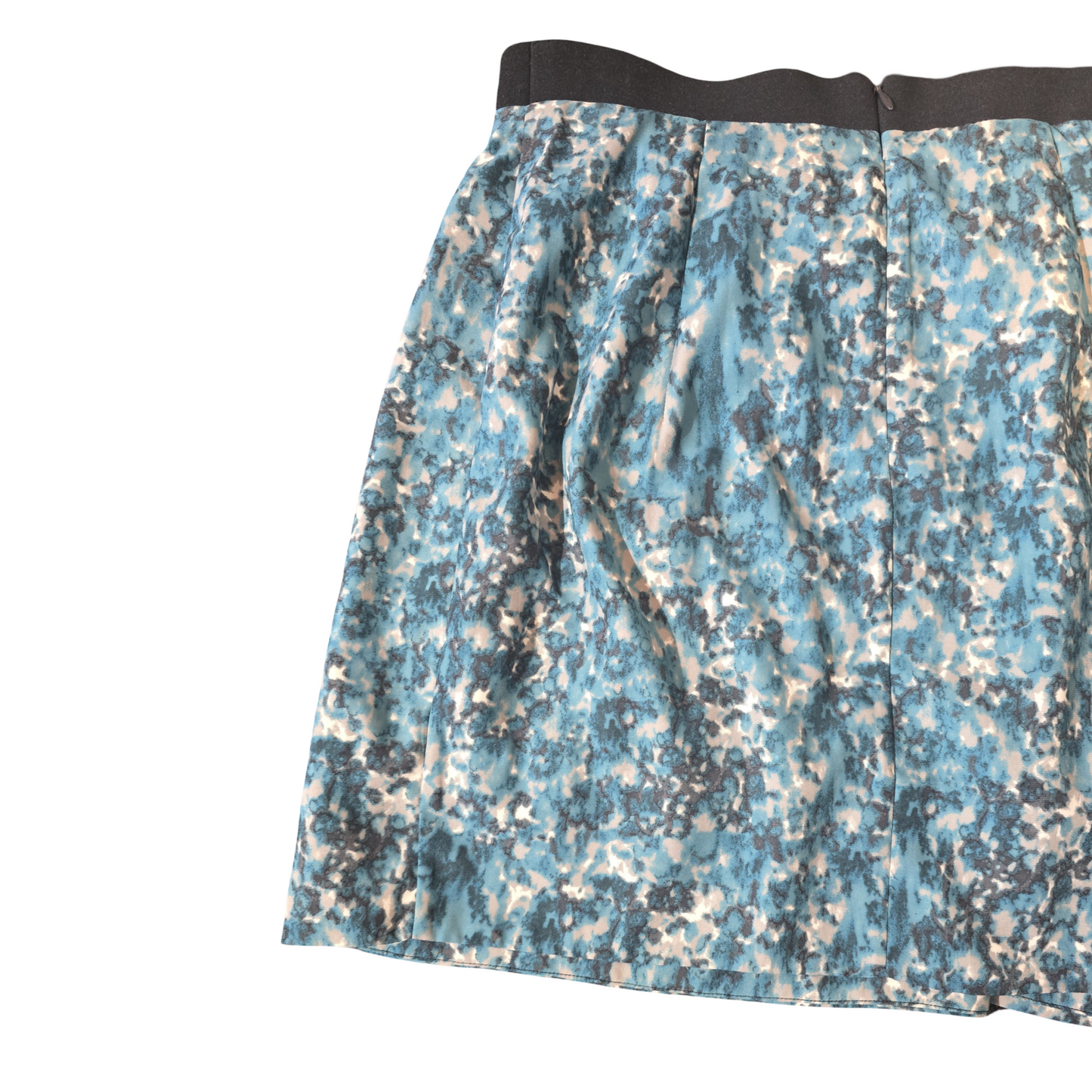 COS Blue & Grey Abstract Mini Skirt – Size 8 – Wrap Frill Detail
