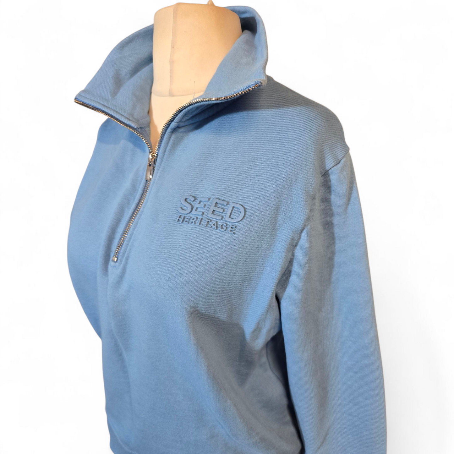 Seed Heritage Blue 1/4 Zip Jumper – Logo Front – Size XS (size 6/8)