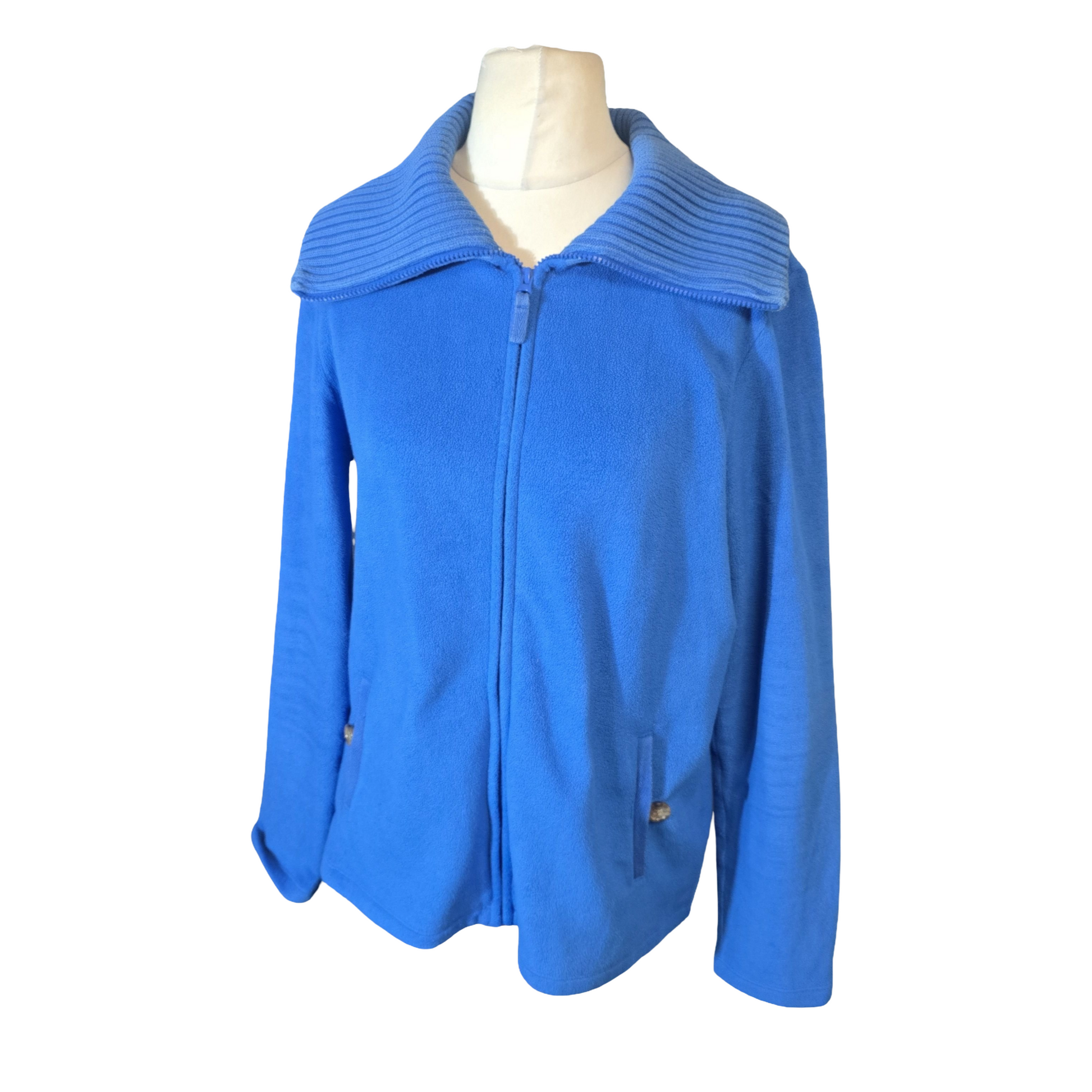 Lands’ End Blue Fleece Zip-Up Cardigan – Size 10/12