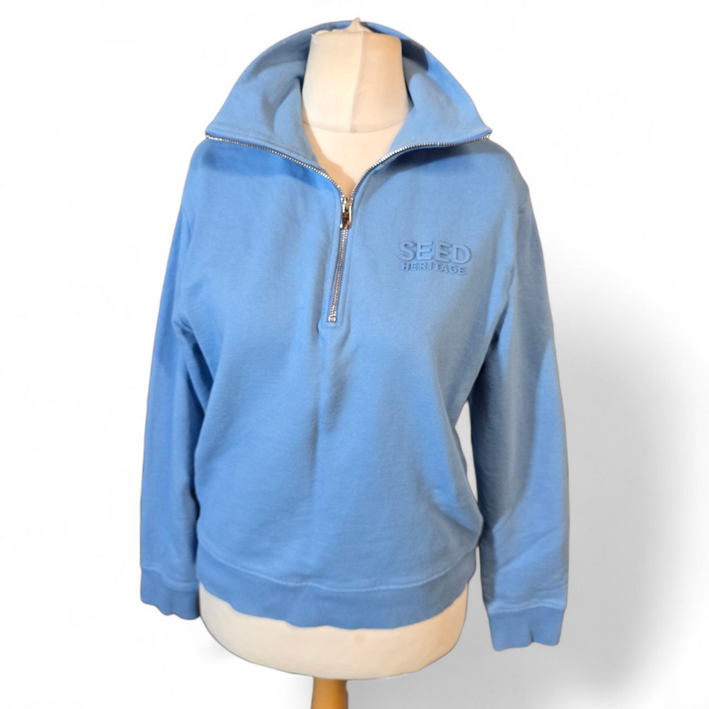 Seed Heritage Blue 1/4 Zip Jumper – Logo Front – Size XS (size 6/8)