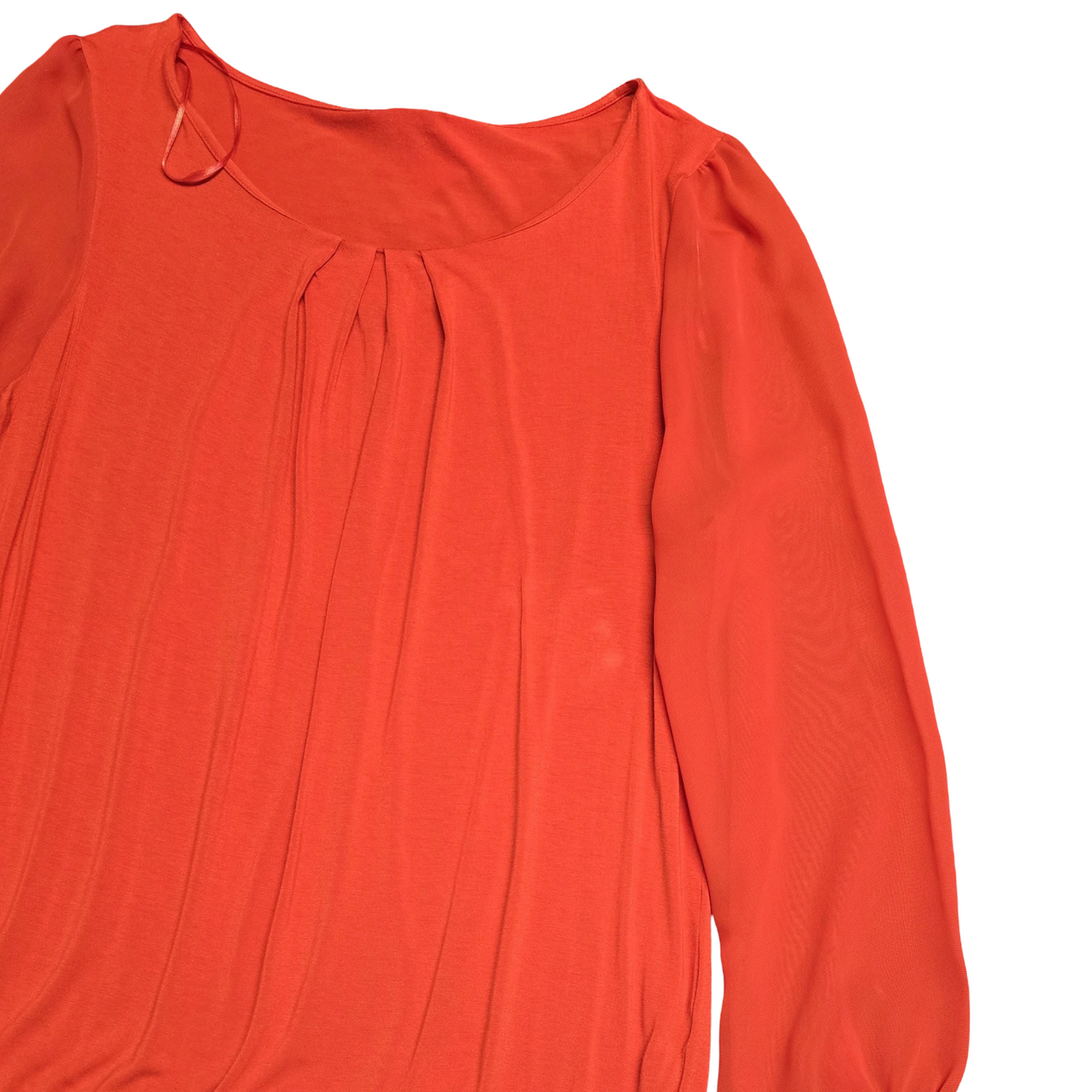 George Red Long Sleeve Top with Sheer Sleeves Size 20