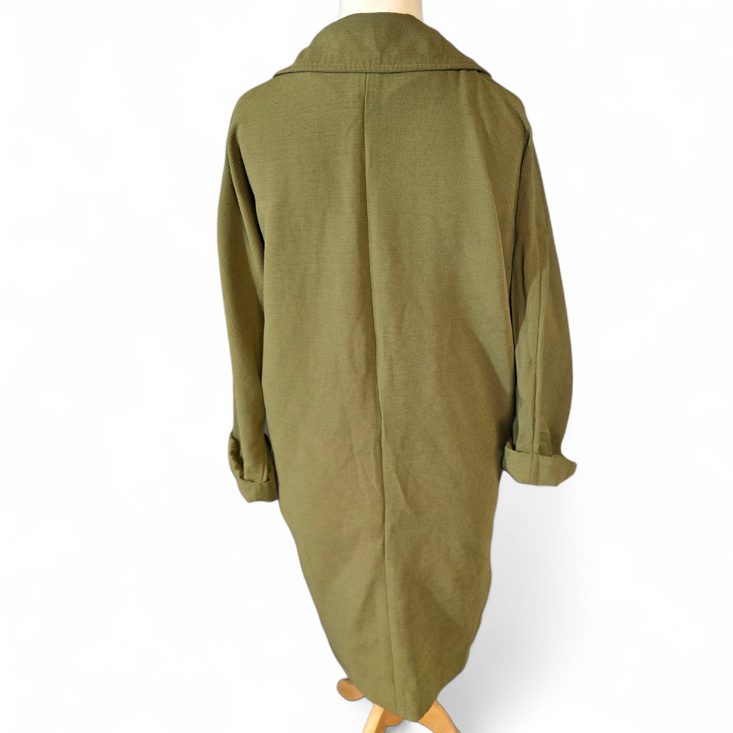 Topshop Khaki Green Oversized Midi Blazer – Size 10 – Lightweight Relaxed Fit