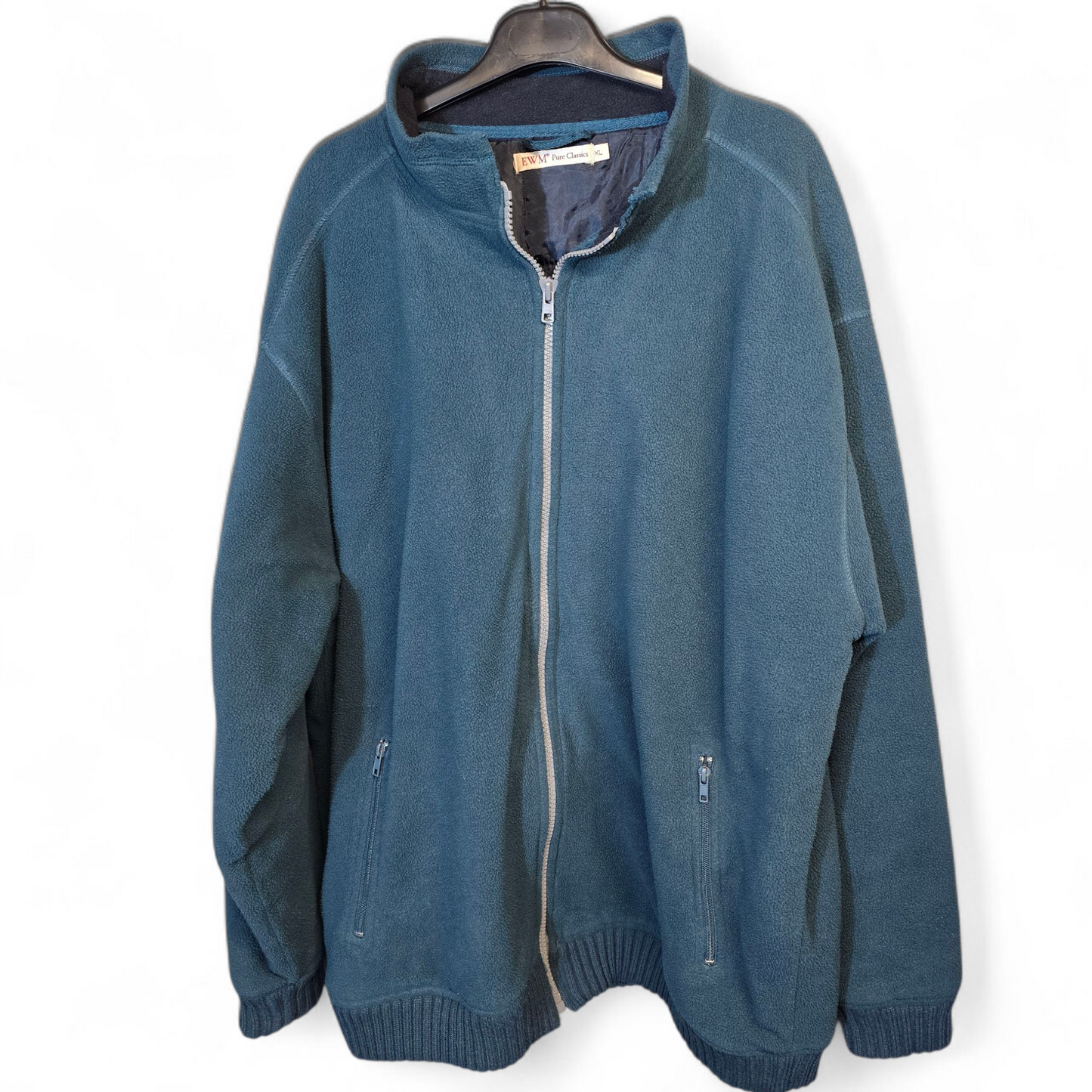 EWM Men’s Teal Green Fleece Jacket – Zip Pockets, XL