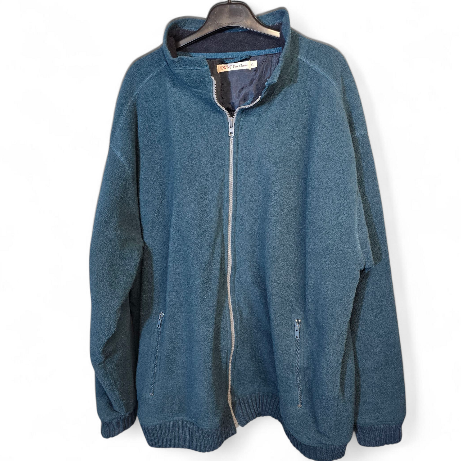 EWM Men’s Teal Green Fleece Jacket – Zip Pockets, XL