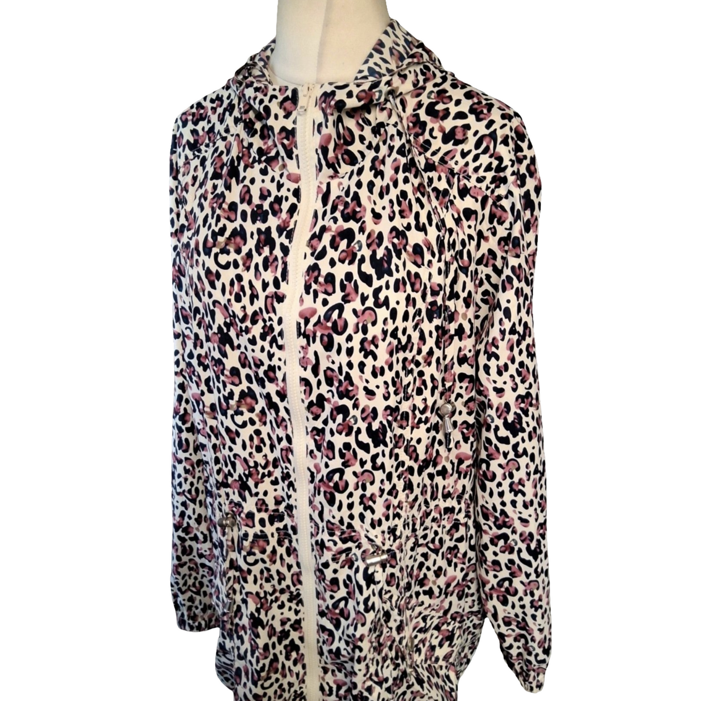 Matalan Pink, Navy & White Animal Print Lightweight Rain Coat – Size 18