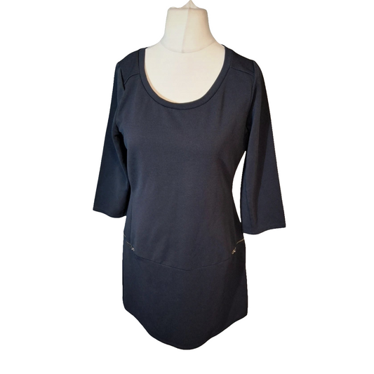 Next Navy Ribbed Zip Pocket Dress – Size 12 Smart Casual