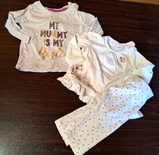 Girls Bundle – Newborn/0–3 Months – 2 Tops & Leggings – Primark, Next & George
