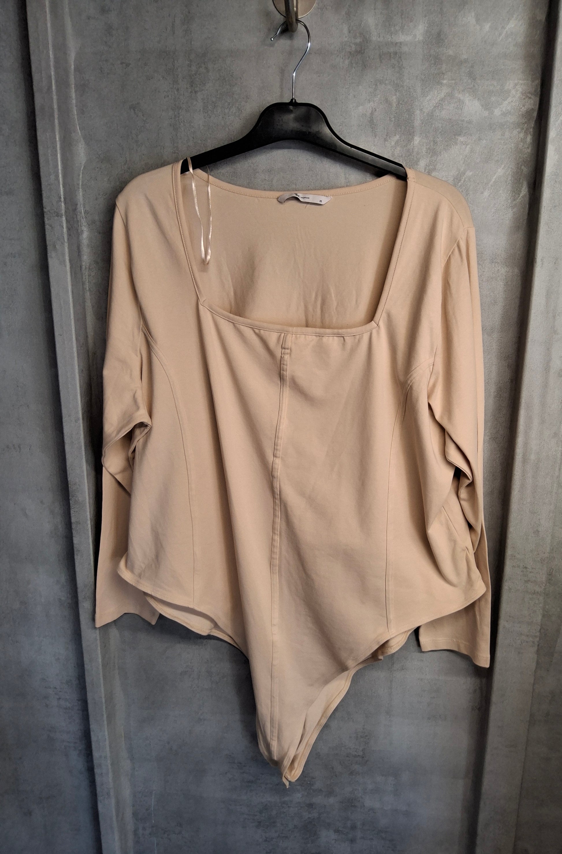 Tu Beige Square Neck Long Sleeve Bodysuit – Size 26 – Stretch Cotton