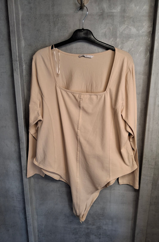 Tu Beige Square Neck Long Sleeve Bodysuit – Size 26 – Stretch Cotton