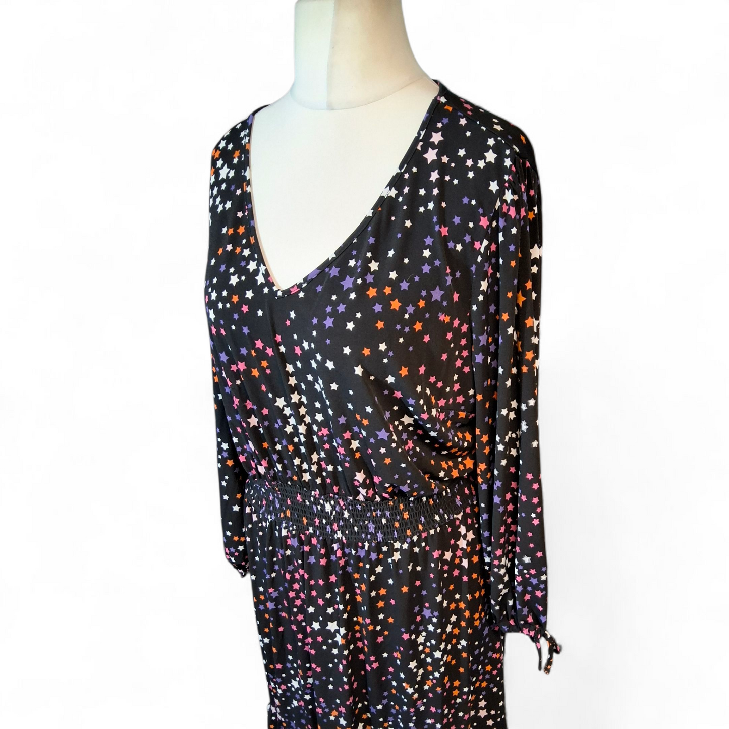 Dannii Minogue Petite Black Star Print Midi Dress – UK size 16