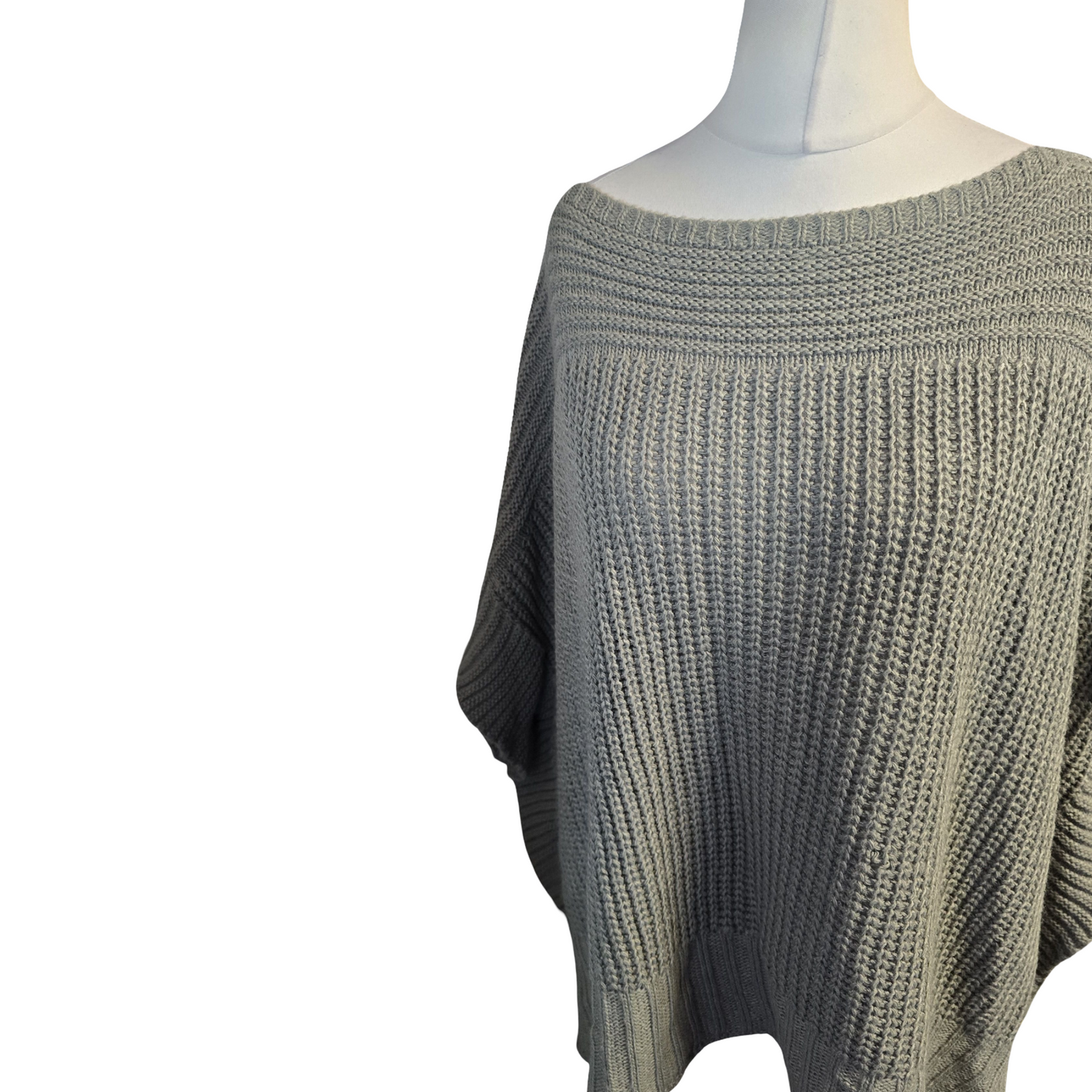 Khaki Green Oversized Knitted Jumper – Button Sleeve Detail – One Size Plus Fit