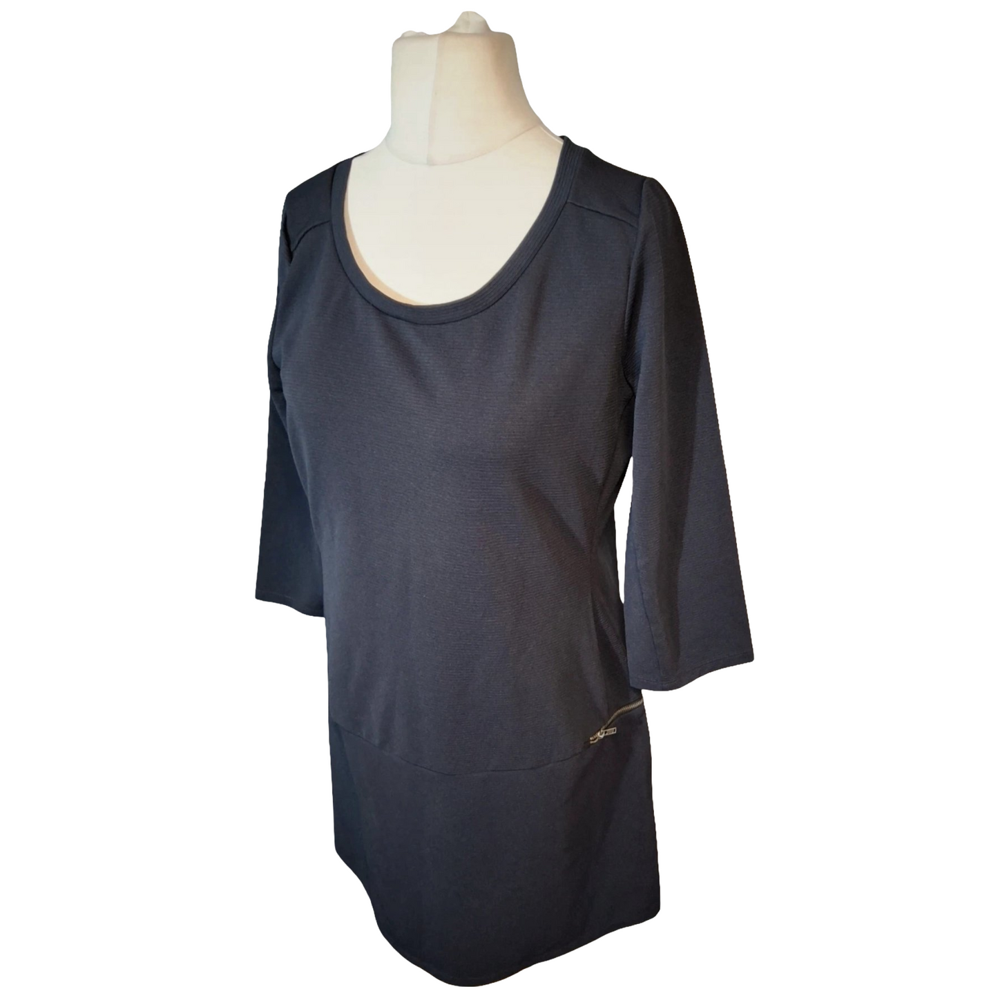 Next Navy Ribbed Zip Pocket Dress – Size 12 Smart Casual