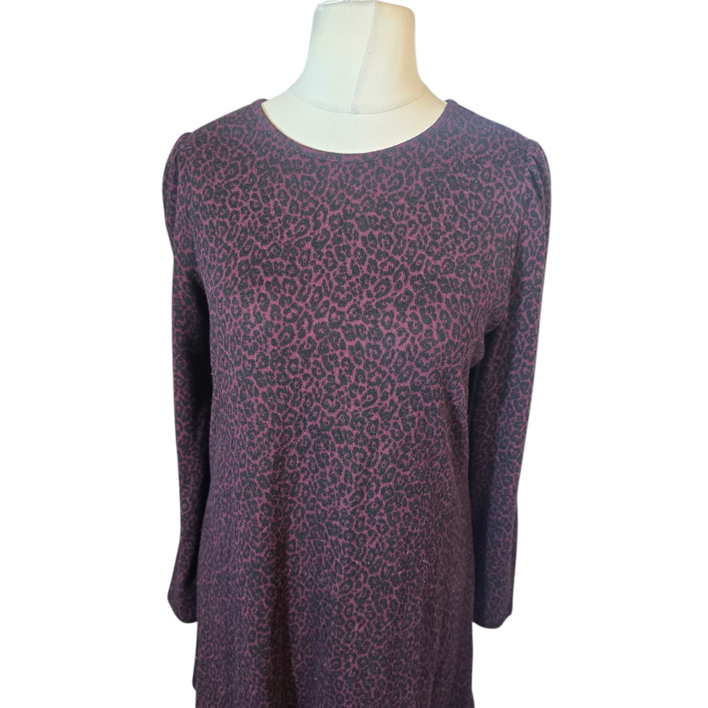 George Purple & Black Animal Print Jumper Dress – Size 12