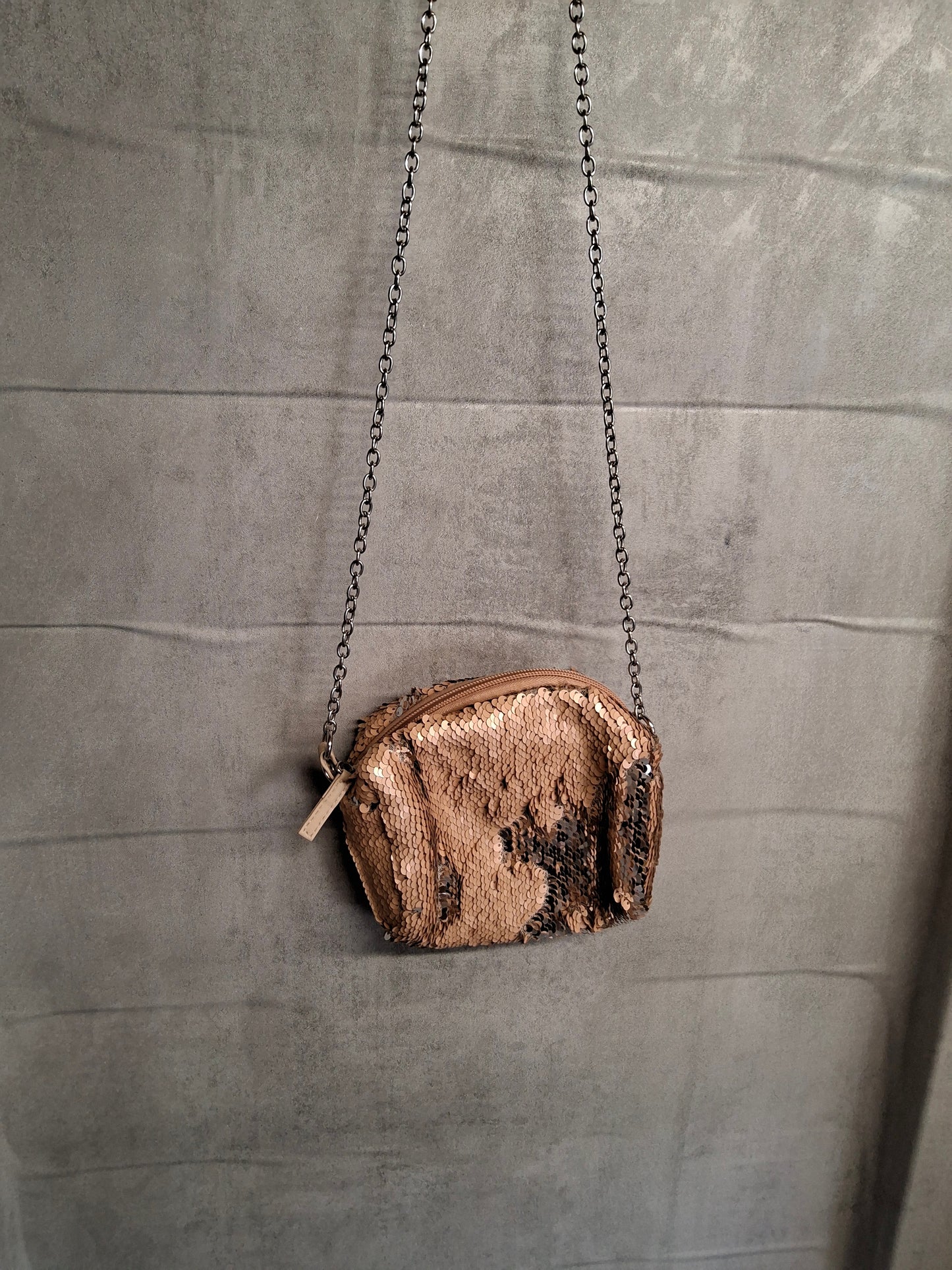 Primark Girls Rose Gold Sequin Bag – Detachable Chain Strap