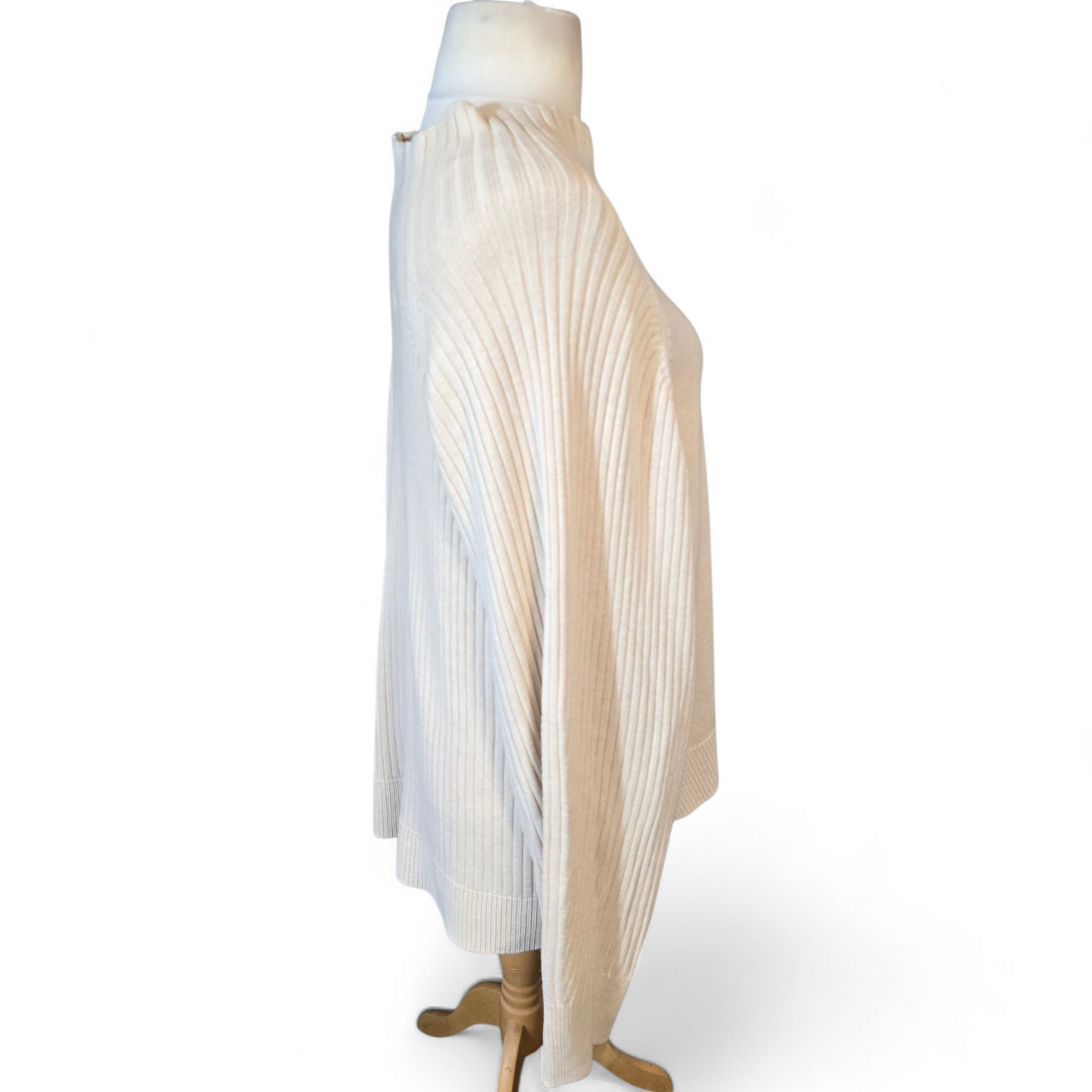 Daily Ritual Cream Ribbed Knit Jumper – Size 3XL (UK size 24/26) – High Neck Relaxed Fit