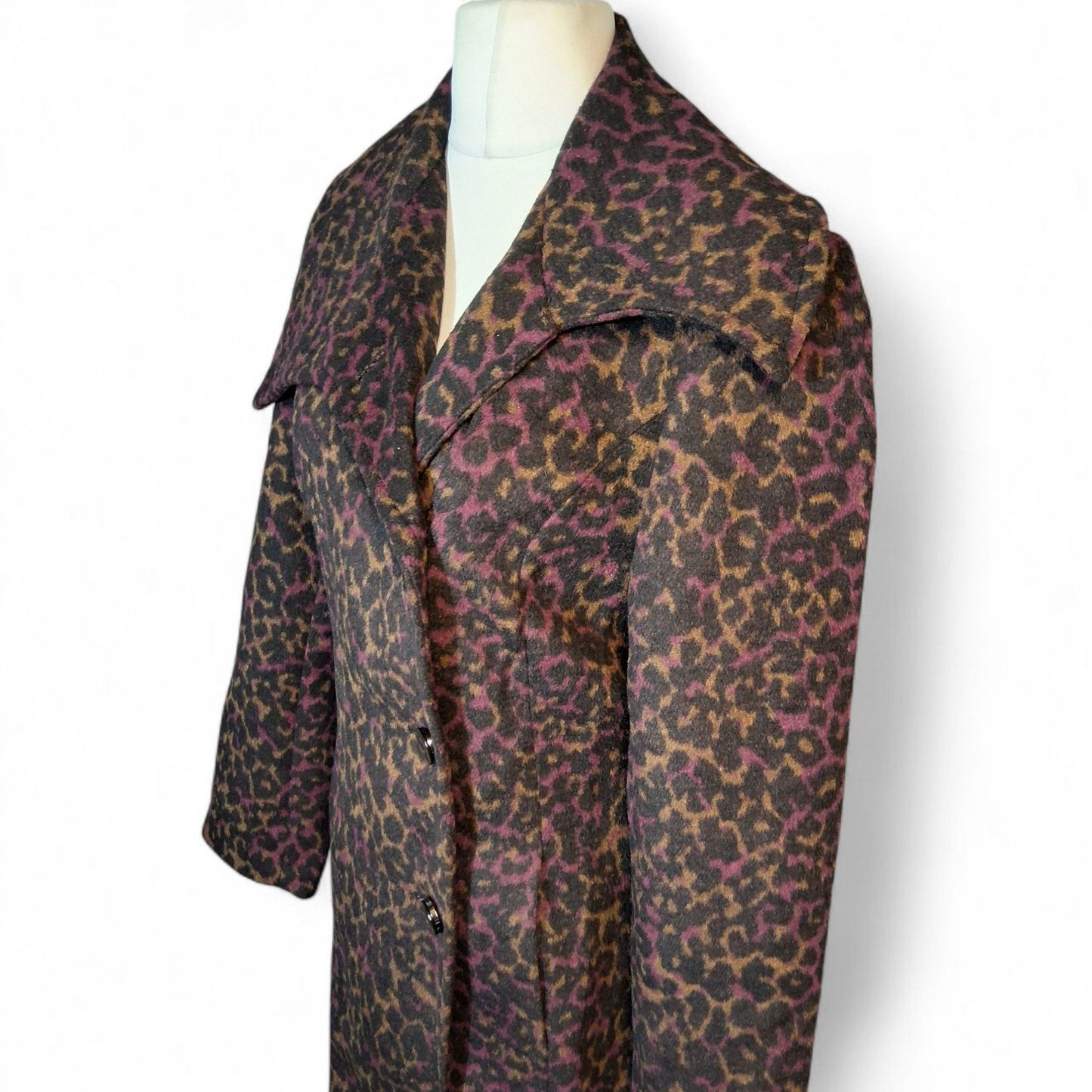 Klass Animal Print Peacoat – Brown, Purple & Black – Size 12