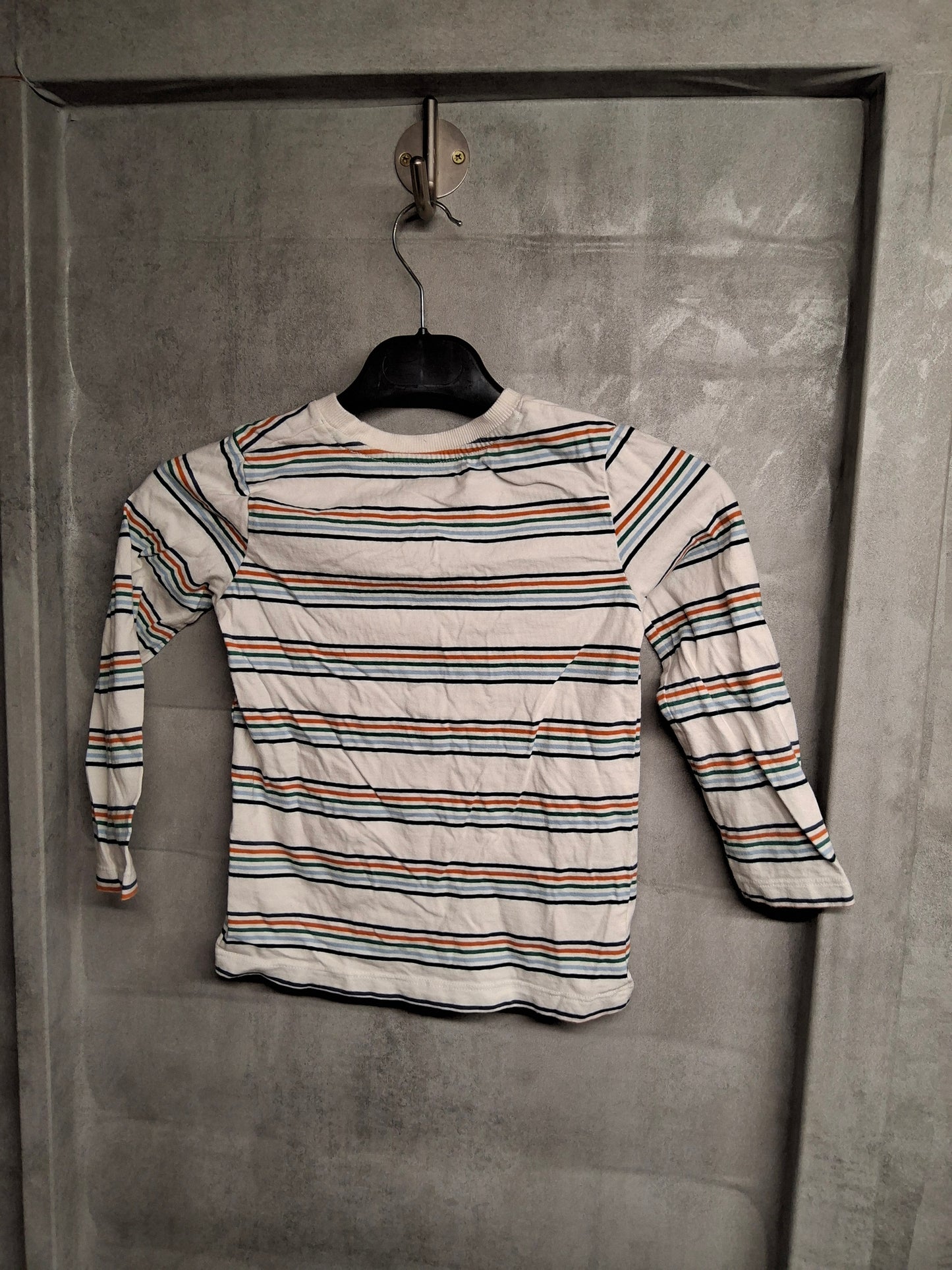 Nutmeg white & multicoloured striped long sleeved tshirt boys age 5-6years