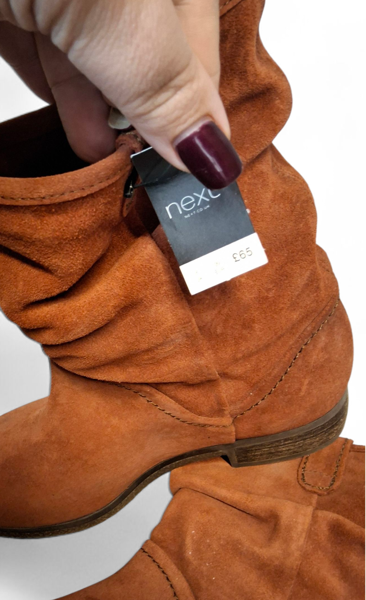 Next Brown Suede Leather Ankle Boots – Ruching Design – Block Heel 1.5" – NWT RRP £65 size 6