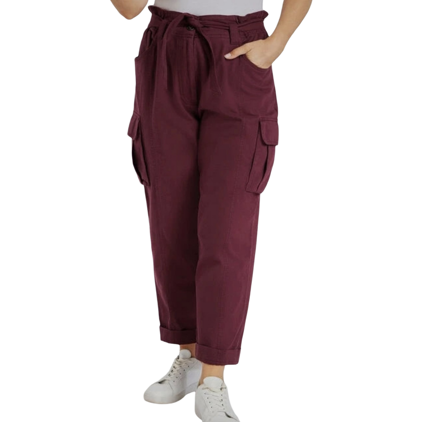 Autonomy Purple Relaxed Cargo Trousers – Size M (UK size 14/16) – 100% Cotton