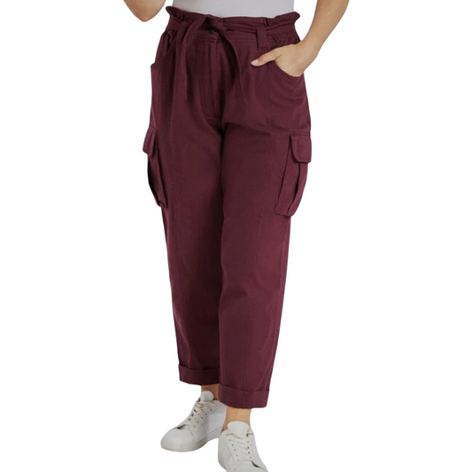 Autonomy Purple Relaxed Cargo Trousers – Size M (UK size 14/16) – 100% Cotton