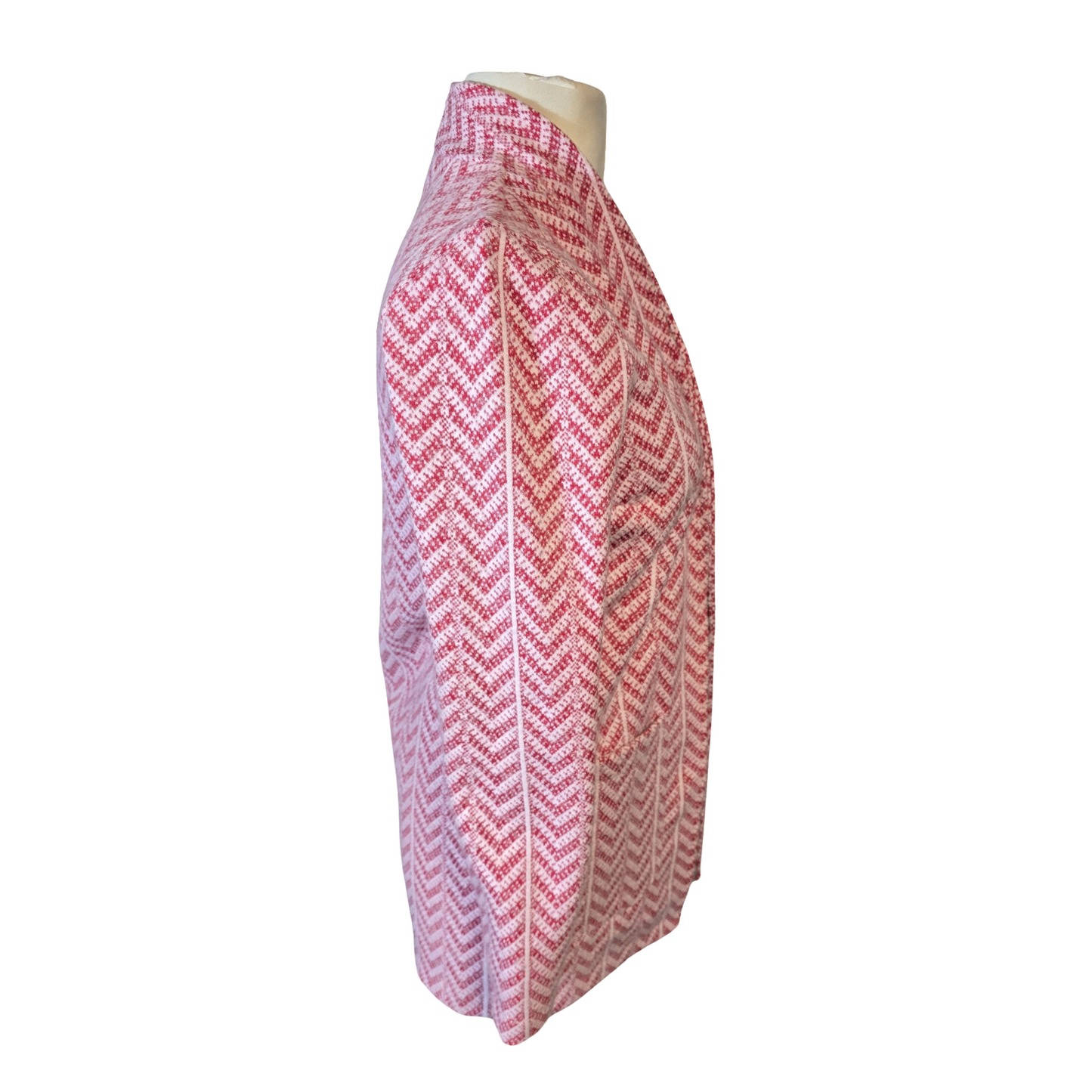 Next Pink & Red Knit Open Overcoat – Size 8 – Midi Length with Pockets