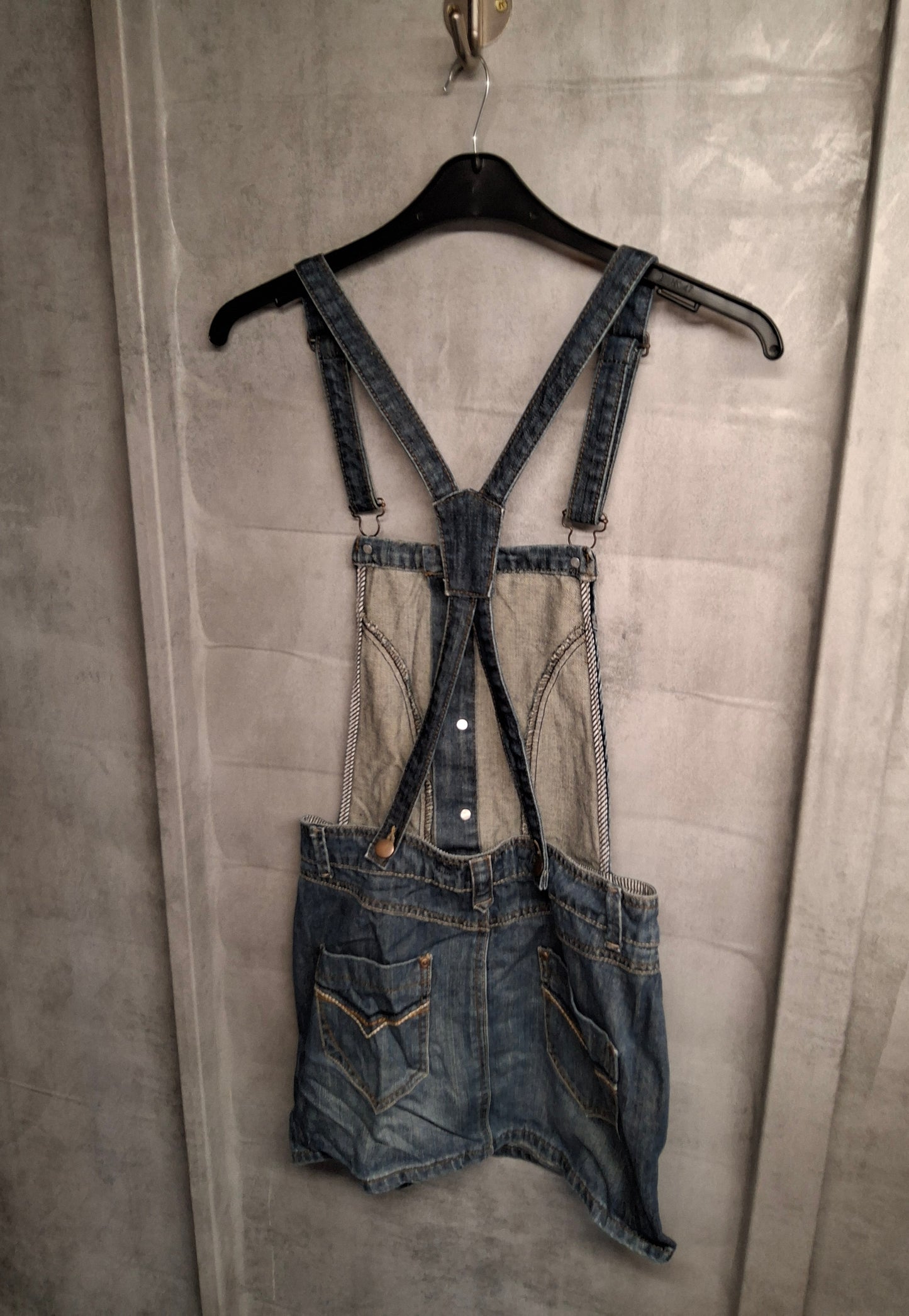 Next Denim Pinafore Mini Dress – Size 8 (Fits 6/8) – Blue – Pockets – 2008 Y2K Label