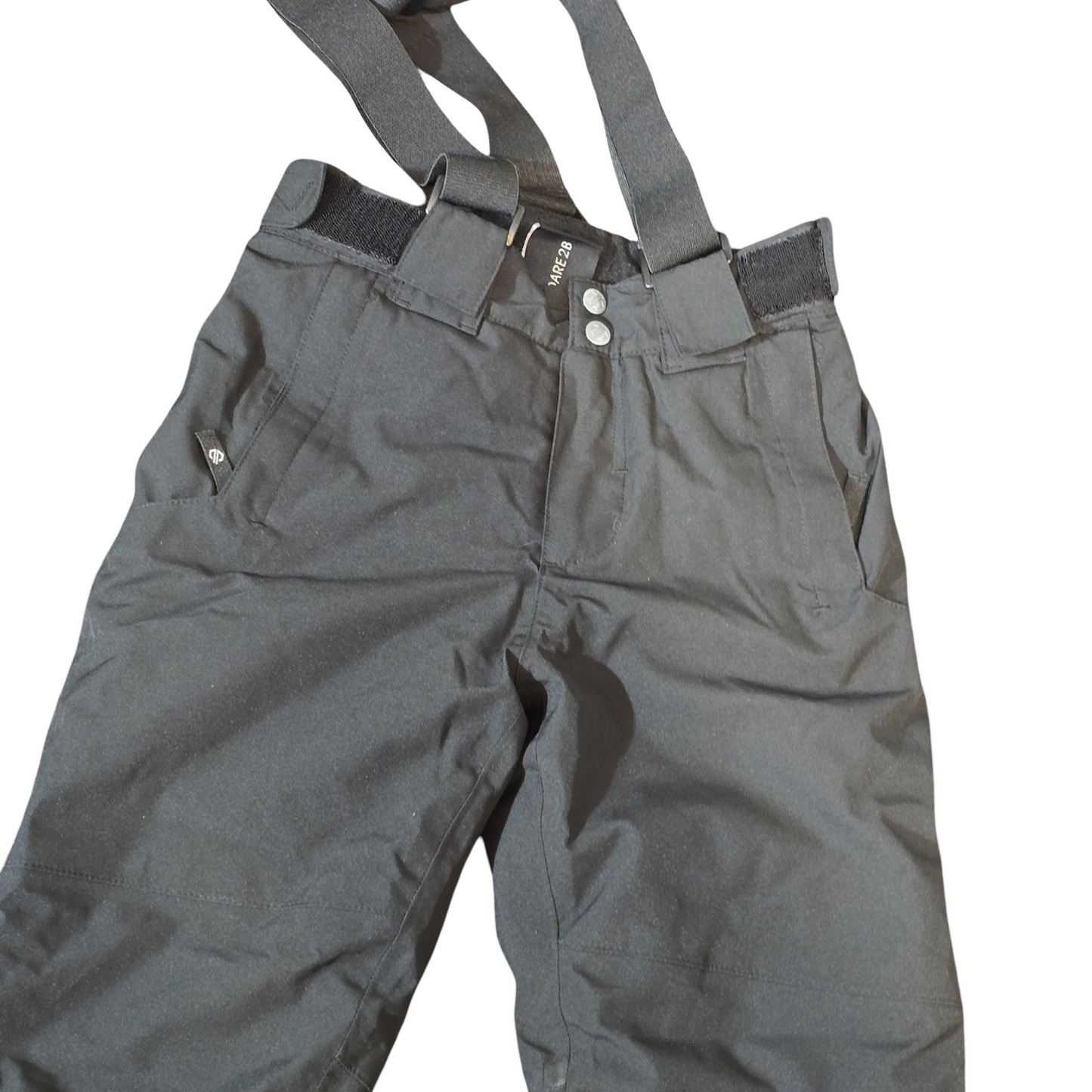 Dare2b Black Waterproof Fleece-Lined Trousers – Removable Braces – Boys 7-8yrs