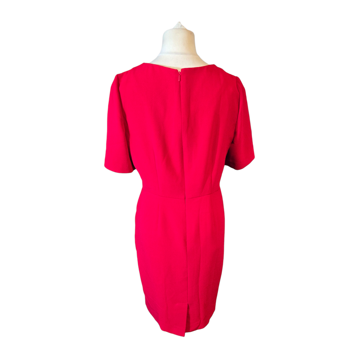 Laura Ashley Red Midi Dress – Size 14 – Lined, Zip Back, Classic Elegance