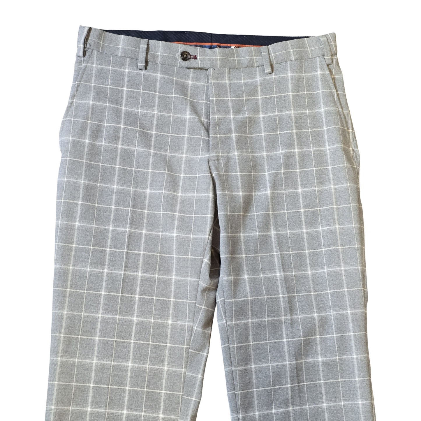 Next Men’s Grey Check Tailored Trousers – Slim Leg – W30
