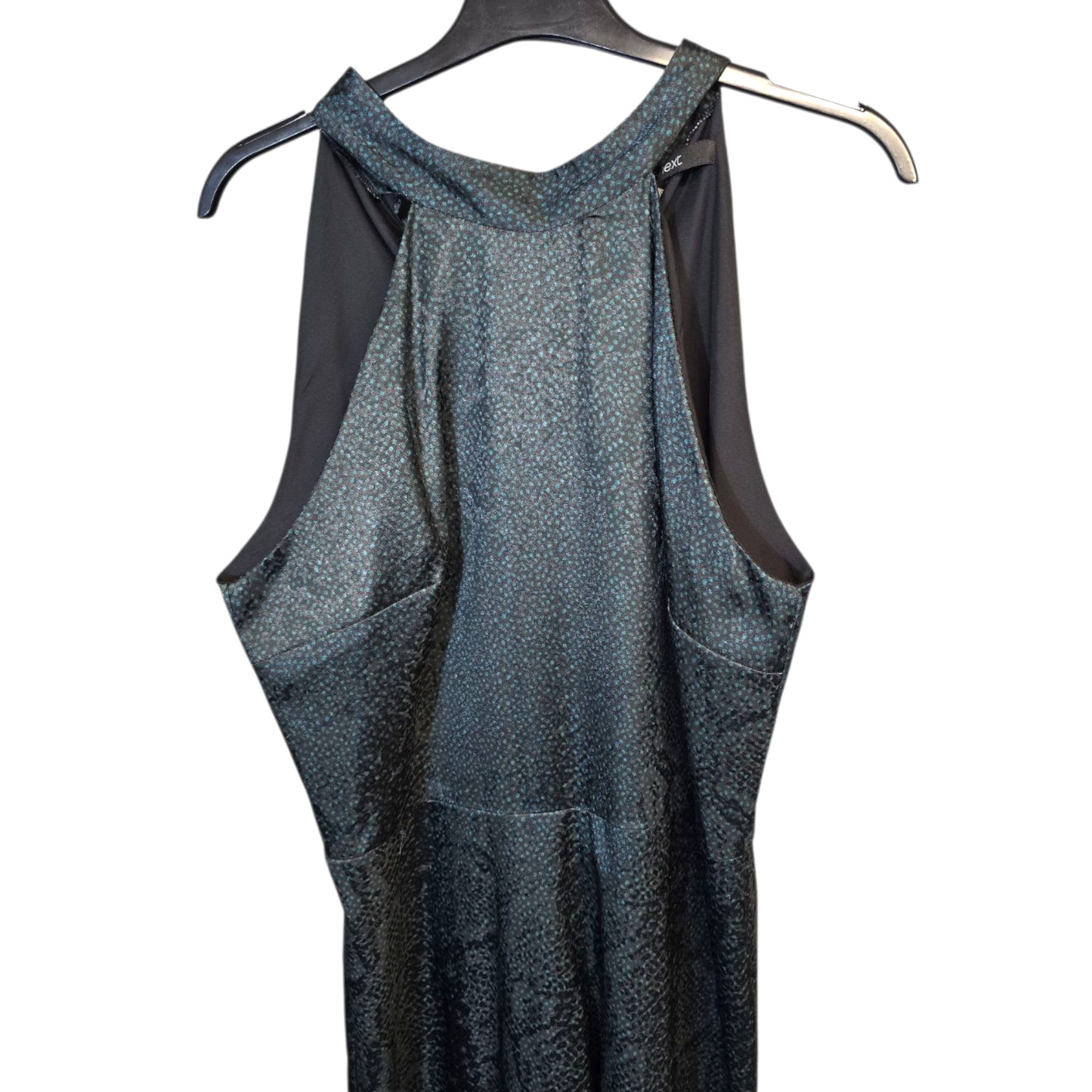 Next Green Satin Polka Dot Wide-Leg Jumpsuit – Size 14 Statement Back Bow