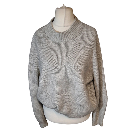 M&S Grey Knit Relaxed Jumper – Size L (size 16/18) – Cosy Winter Layer