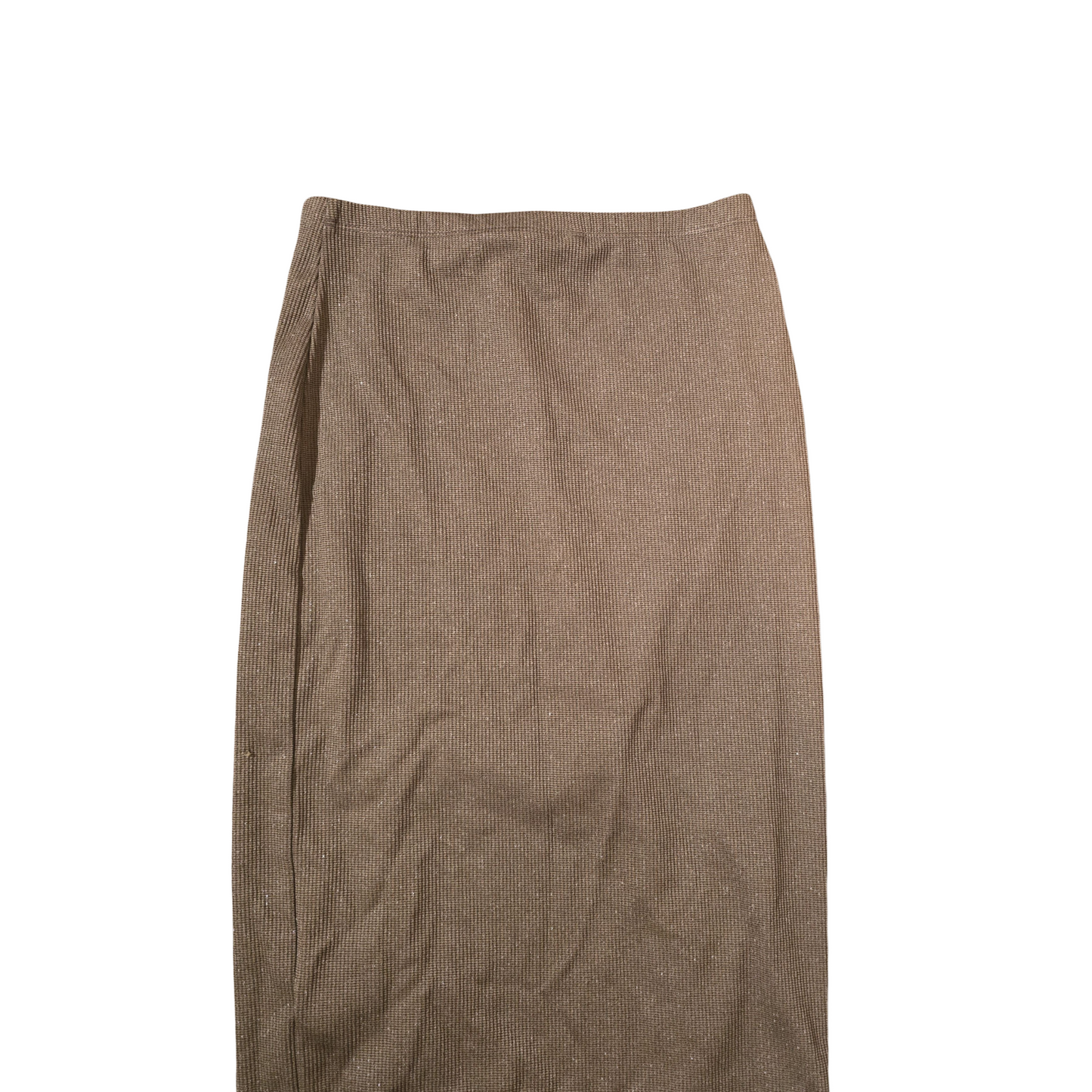 H&M Brown Glitter Bodycon Skirt – Size 8, Knee Length with Tie Detail
