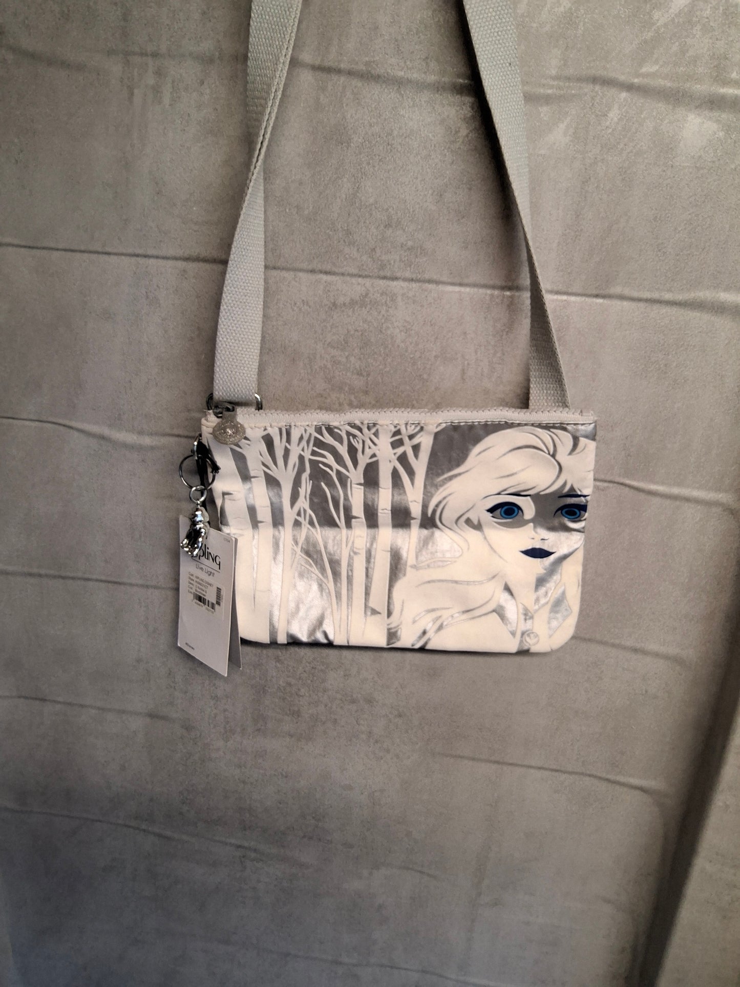 Kipling Frozen 2 Silver Shoulder Bag – Kids, Zip Close, Charm, New with Tags, 9"x7"