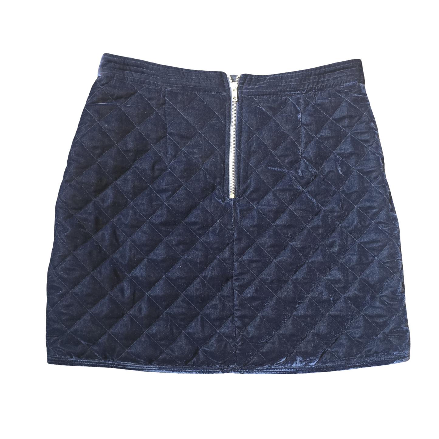 Very Navy Quilted Velvet Diamanté Mini Skirt – Size 12
