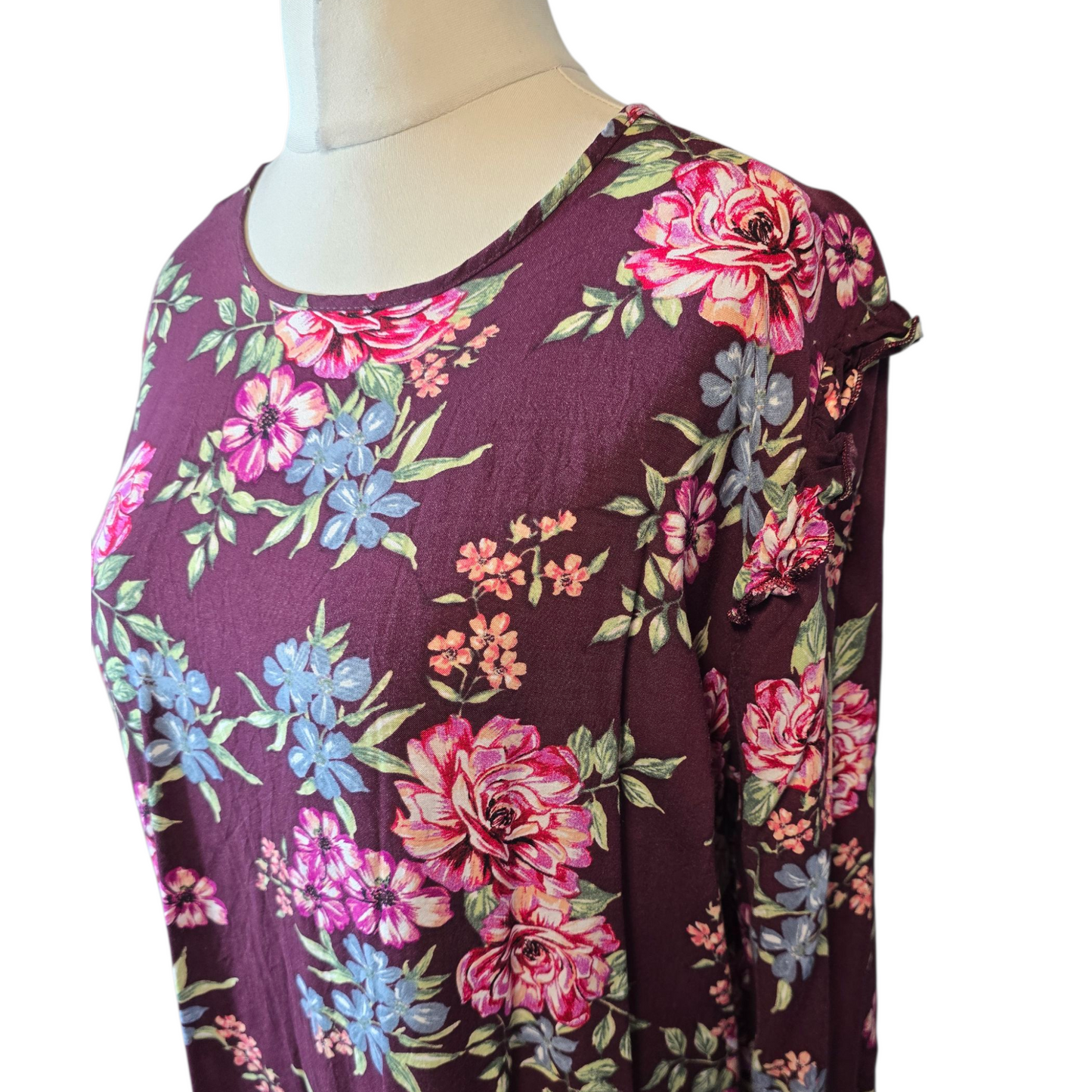 Peacocks Purple Floral Knee-Length Dress – Size 20