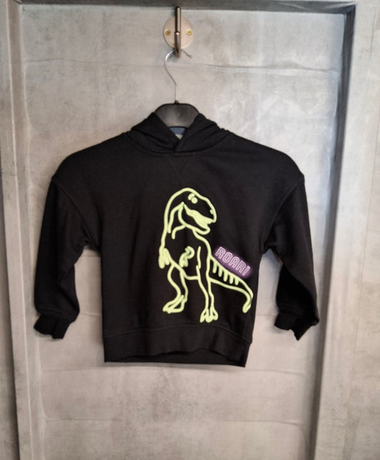 Primark Boys Black Dino Hoodie – Age 4-5 Years – Cotton Blend