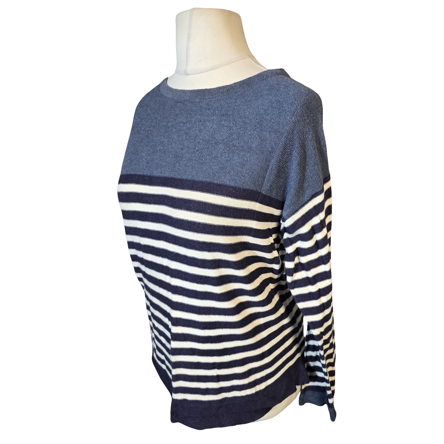White Stuff Navy & White Striped Lightweight Jumper – Size 8