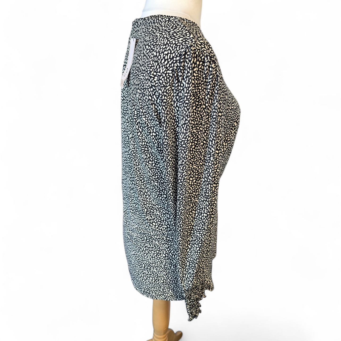 Tu Black & Cream Animal Print Top – Size 16 – NWT RRP £14