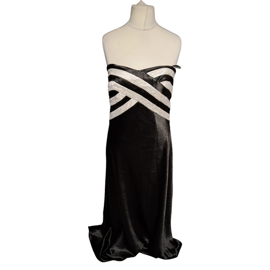 Roman Originals Vintage Black & White Corset Evening Dress – Size 16