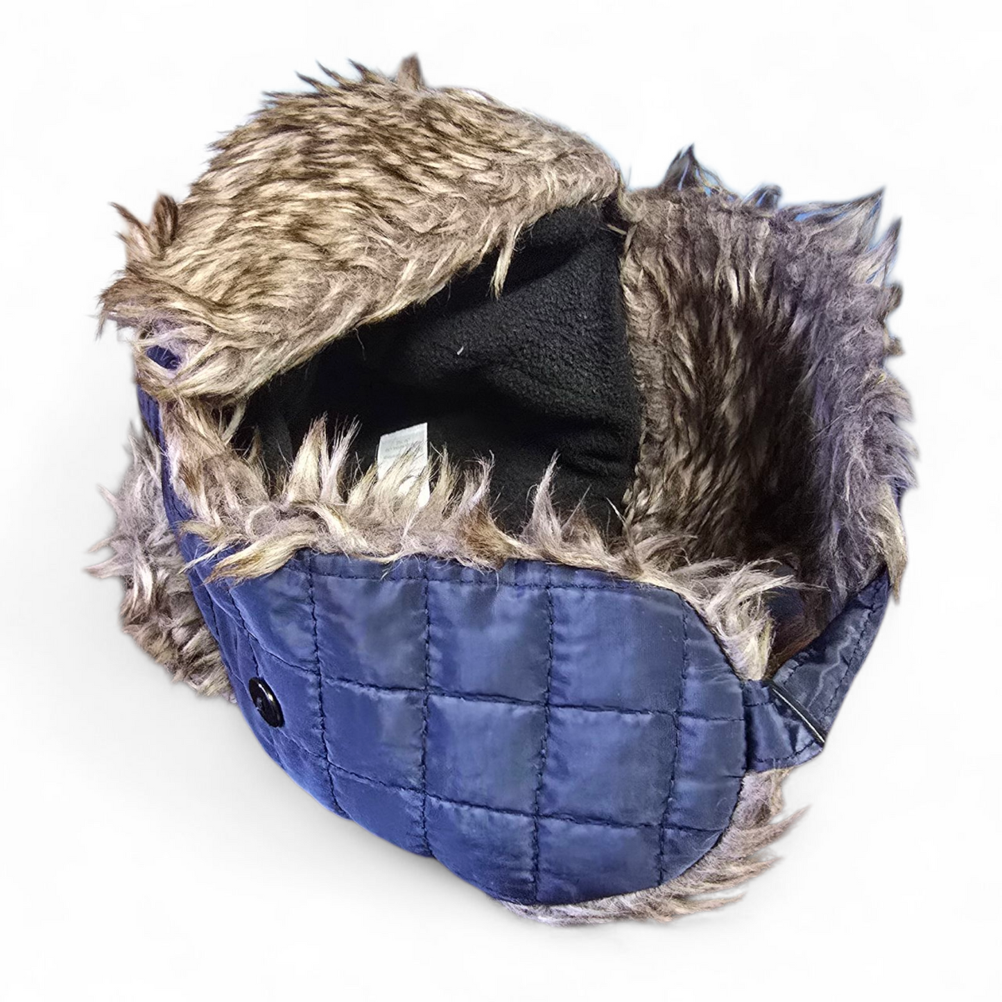 Matalan Navy Quilted Winter Hat with Faux Fur – Boys 3–6 Years