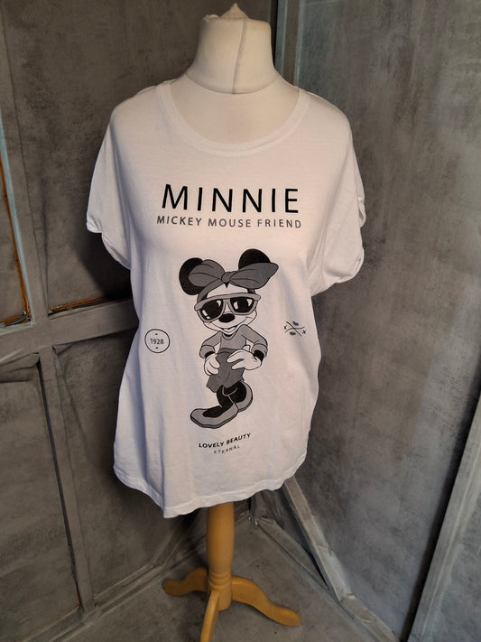 Mango Disney White Minnie Mouse T-Shirt – Size M (UK 10/12) – 100% Cotton